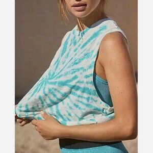 Sleeveless Tie-Dye Top - Blue and White
